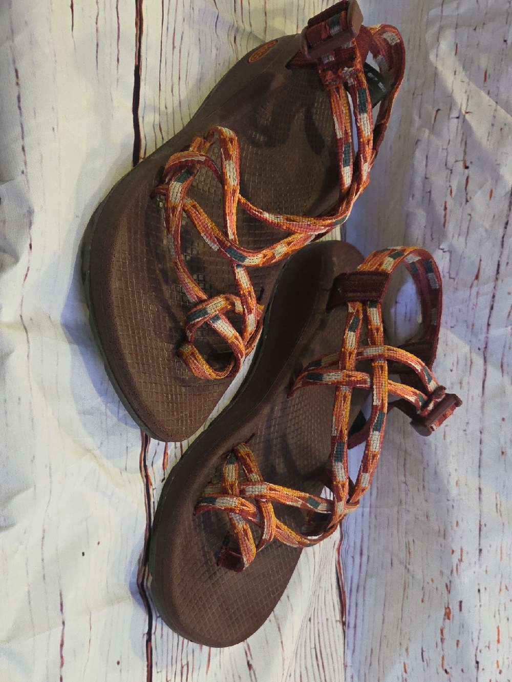 Women's Chaco Cloud Brown  Sandals with Orange Straps